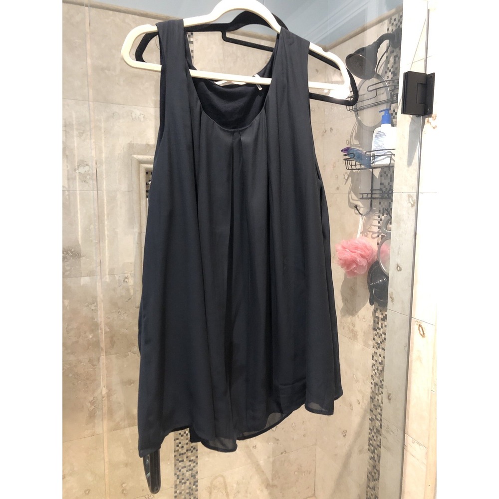 Soft Surroundings Black Chiffon Overlay Tank Lined Tunic Top 1X 57705